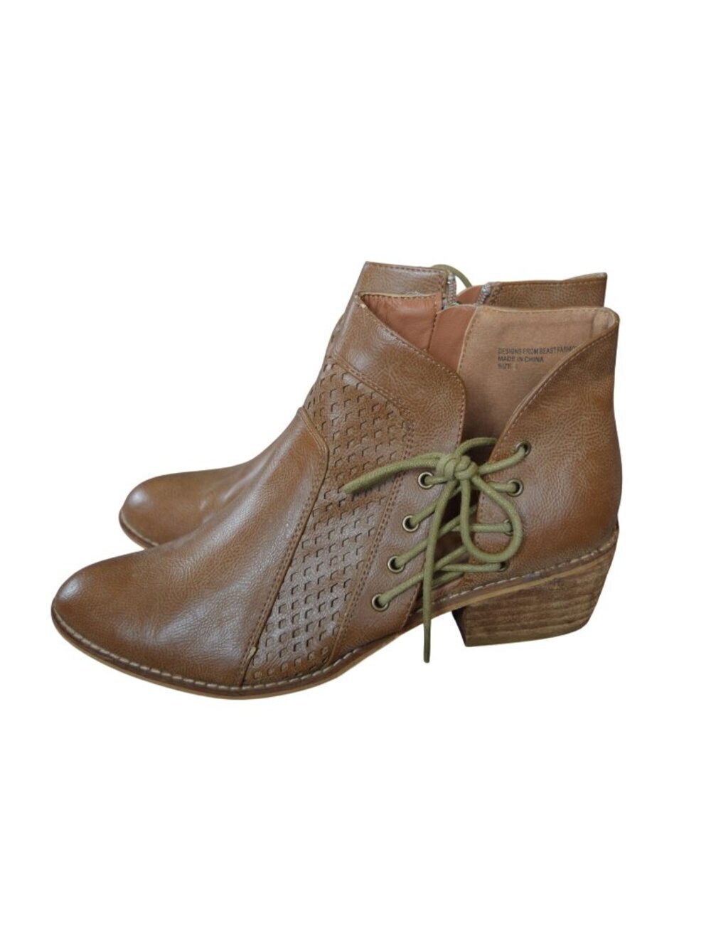 Beast Fashion Side Cut Corset Booties Brown Women Size 8.5 Bohemian Western Fall
